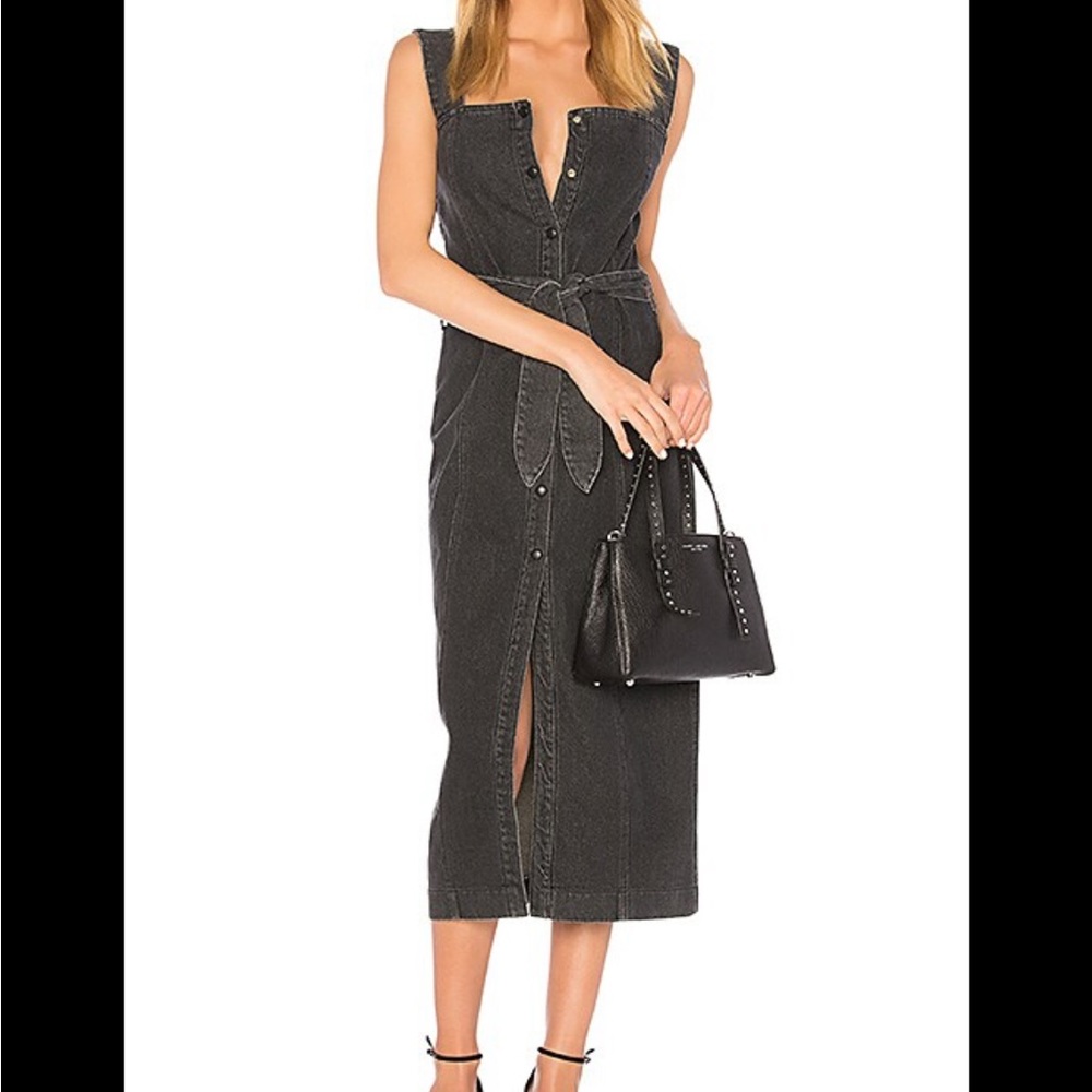 Nanushka Sally Denim Dress - Washed Black